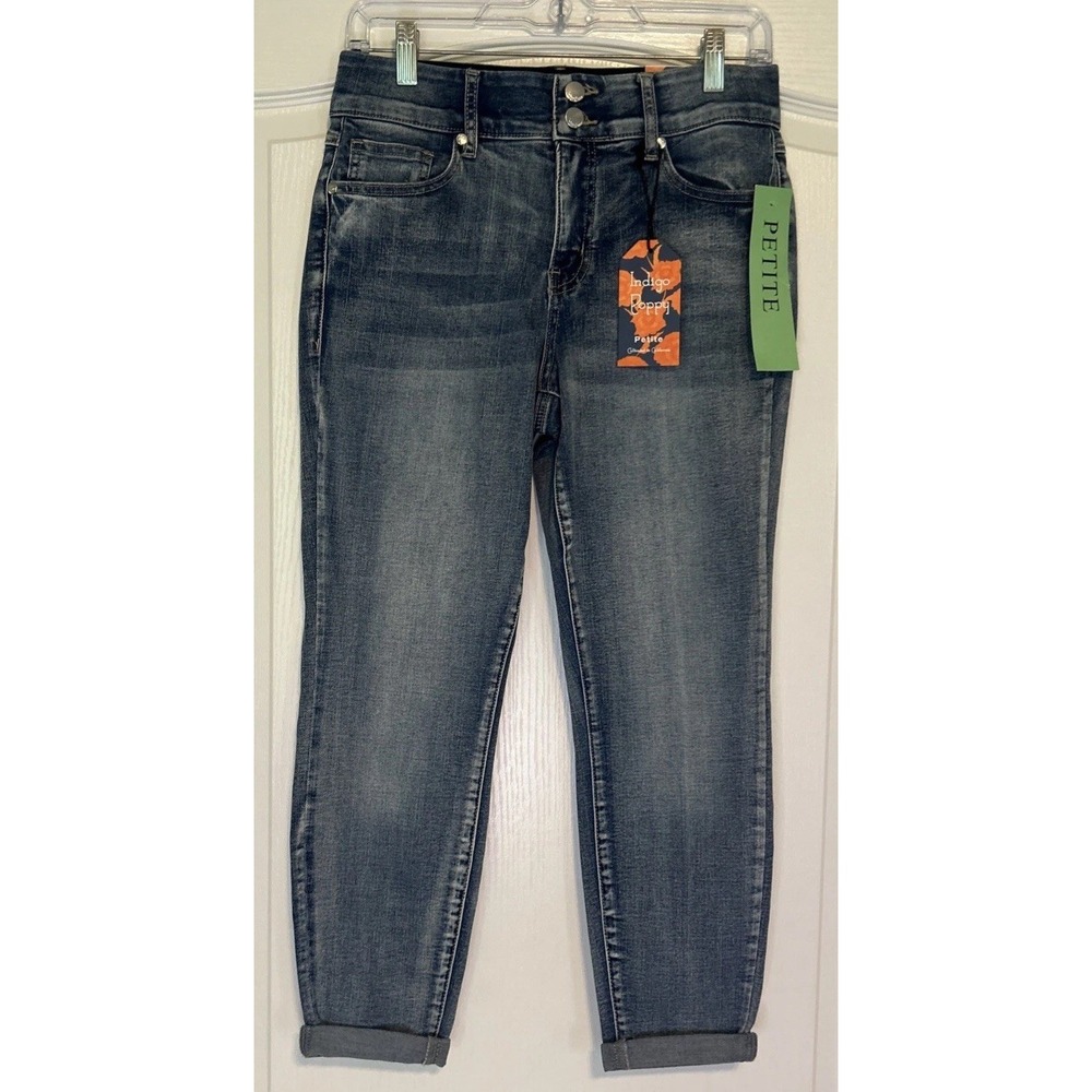Indigo Poppy Claudine Skinny Jeans Womens 6P Blue Stretch Tummy Control NWT